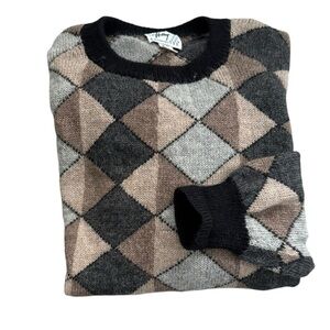 Hallet San Francisco Vintage Argyle Sweater Mens size XXL Handmade Alpaca